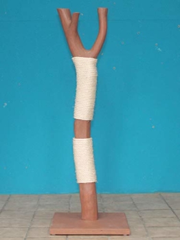 DIWORO Kratzbaum Naturholz 120 cm, Naturkratzbaum stabil, Natur Holz Design 0847 - 1