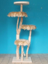 DIWORO Kratzbaum Naturholz 195 cm, Naturkratzbaum stabil, Natur Holz Design - 1