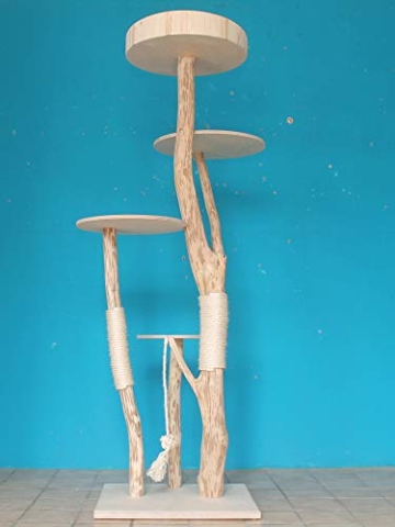 DIWORO Kratzbaum Naturholz 195 cm, Naturkratzbaum stabil, Natur Holz Design - 4