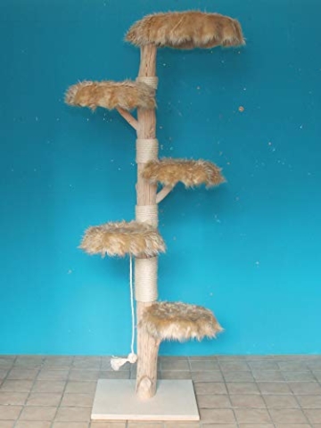 DIWORO Kratzbaum Naturholz 230 cm, Naturkratzbaum stabil, Natur Holz Design - 1