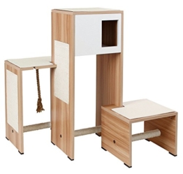 Kerbl 81521 Kratzmöbel, Kratzbaum Ambiente heller Holzdekor, 96 x 87 x 100 cm, weiß - 1