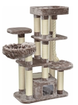 nanook Kratzbaum Memphis XXL - Hochwertiger 600 gr. Plüsch - Schwere große Katzen - 158 x 85 x 49 cm - grau braun - 51 kg - 1
