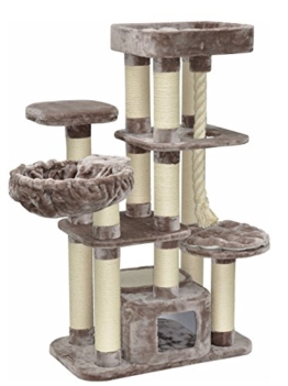 nanook Kratzbaum Memphis XXL - Hochwertiger 600 gr. Plüsch - Schwere große Katzen - 158 x 85 x 49 cm - grau braun - 51 kg - 1