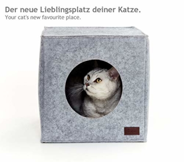 PiuPet® Katzenhöhle inkl. Kissen | Passend für z.B. IKEA® Kallax & Expedit Regal | Kuschelhöhle in grau - 2