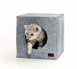 PiuPet® Katzenhöhle inkl. Kissen | Passend für z.B. IKEA® Kallax & Expedit Regal | Kuschelhöhle in grau - 1