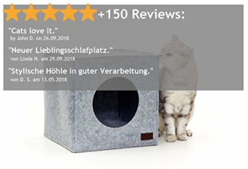 PiuPet® Katzenhöhle inkl. Kissen | Passend für z.B. IKEA® Kallax & Expedit Regal | Kuschelhöhle in grau - 5