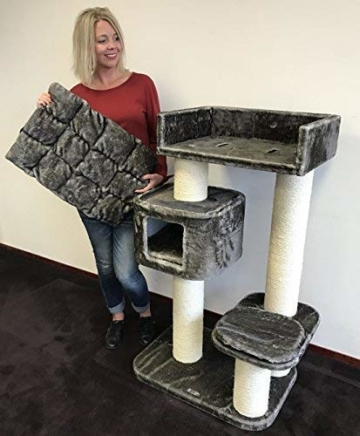 RHRQuality Kratzbaum für große Katzen Devon Rex XXL Taupe Grau 15cmØ Stämme 70x50x120cm und Stabil 30KG Katzenkratzbaum für große und schwere Katzen - 7