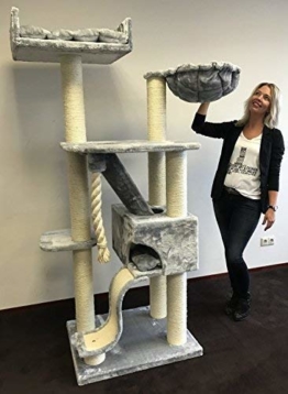 RHRQuality Kratzbaum große katze Kilimandjaro de Luxe l Hell Grau. Stabil 45KG!. Sisalstämme 12cmØ Katzenkratzbaum für große Katzen. - 1