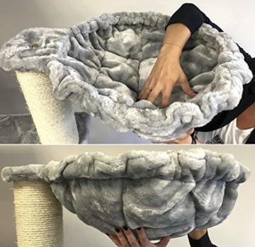 RHRQuality Kratzbaum große katze Kilimandjaro de Luxe l Hell Grau. Stabil 45KG!. Sisalstämme 12cmØ Katzenkratzbaum für große Katzen. - 4