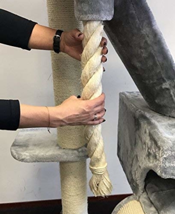 RHRQuality Kratzbaum große katze Kilimandjaro de Luxe l Hell Grau. Stabil 45KG!. Sisalstämme 12cmØ Katzenkratzbaum für große Katzen. - 6
