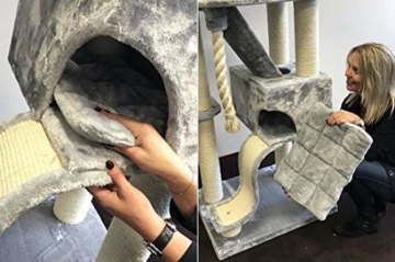 RHRQuality Kratzbaum große katze Kilimandjaro de Luxe l Hell Grau. Stabil 45KG!. Sisalstämme 12cmØ Katzenkratzbaum für große Katzen. - 7