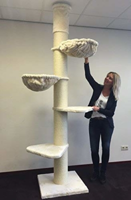 RHRQuality Kratzbaum Große Katze Stabil XXL Maine Coon Tower Creme Deckenhöhe 245-265cm mit 20cmØ Stämme. Katzenkratzbaum Speziell für Schwere Katzen. Deckenhoch - 1