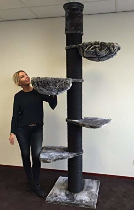 RHRQuality Kratzbaum große katze XXL Maine Coon Tower Blackline Anthrazit. Stämme 20cm Ø. Speziell für große und schwere Katzen. Deckenhoch - 1