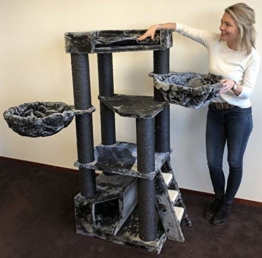 RHRQuality Kratzbaum Grosse Katzen stabil XXL Corner Coon Blackline Dunkel Grau Katzenkratzbaum für schwere Katze hoch - 1