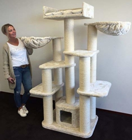 RHRQuality Kratzbaum grosse katzen stabil XXL Maine Coon Fantasy Creme. Stabil 65KG total und 15cmØ Kratzstämme 120x60x183cm Katzenkratzbaum speziell für große und schwere Katzen - 1