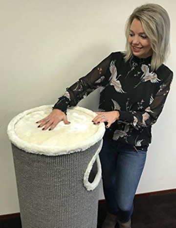 RHRQuality Kratztonne für große Katzen XXL Coony Lounge Creme Beige 44cmØ x 110cm Kratzbaum für Katzen Kratzmöbel Katzenkratzbaum Katzentonne Klettertonne stabil - 2