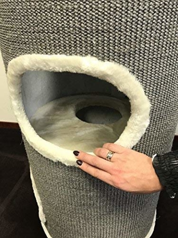 RHRQuality Kratztonne für große Katzen XXL Coony Lounge Creme Beige 44cmØ x 110cm Kratzbaum für Katzen Kratzmöbel Katzenkratzbaum Katzentonne Klettertonne stabil - 3