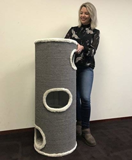 RHRQuality Kratztonne für große Katzen XXL Coony Lounge Creme Beige 44cmØ x 110cm Kratzbaum für Katzen Kratzmöbel Katzenkratzbaum Katzentonne Klettertonne stabil - 1
