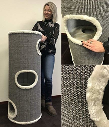 RHRQuality Kratztonne für große Katzen XXL Coony Lounge Creme Beige 44cmØ x 110cm Kratzbaum für Katzen Kratzmöbel Katzenkratzbaum Katzentonne Klettertonne stabil - 5